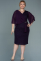 Midi Dark Purple Plus Size Evening Dress ABK1610