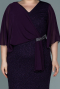 Midi Dark Purple Plus Size Evening Dress ABK1610