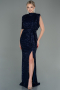 Long Navy Blue Scaly Evening Dress ABU2752