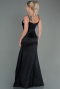 Long Black Satin Mermaid Evening Dress ABU1894