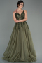 Long Olive Drab Plus Size Engagement Dress ABU4607