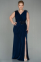 Long Navy Blue Plus Size Evening Dress ABU2854