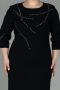 Midi Black Plus Size Evening Dress ABK1621