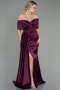 Long Cherry Colored Satin Evening Dress ABU2893