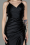 Black Long Satin Prom Gown ABU2800