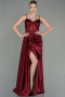 Burgundy Long Satin Evening Dress ABU2130