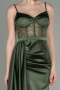 Long Olive Drab Satin Evening Dress ABU2130