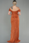 Long Orange Scaly Evening Dress ABU2954