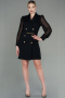 Short Black Chiffon Invitation Dress ABK1663