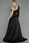 Black Long Satin Evening Dress ABU2610