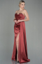 Long Light Brown Satin Prom Gown ABU2965