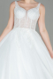 White Sleeveless Embroidered Long Plus Size Wedding Dress ABG016