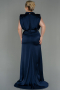 Long Navy Blue Satin Plus Size Evening Dress ABU2969
