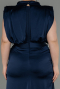 Long Navy Blue Satin Plus Size Evening Dress ABU2969