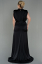 Long Black Satin Plus Size Evening Dress ABU2969