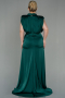 Emerald Green Long Satin Plus Size Evening Dress ABU2969