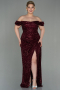 Long Burgundy Scaly Plus Size Evening Dress ABU2973