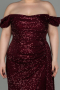 Long Burgundy Scaly Plus Size Evening Dress ABU2973