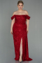 Long Red Scaly Plus Size Evening Dress ABU2973