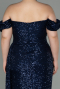 Long Navy Blue Scaly Plus Size Evening Dress ABU2973