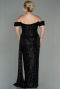 Long Black Scaly Plus Size Evening Dress ABU2973