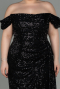 Long Black Scaly Plus Size Evening Dress ABU2973