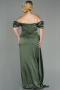 Olive Drab Long Satin Plus Size Evening Dress ABU1626