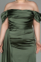 Olive Drab Long Satin Plus Size Evening Dress ABU1626
