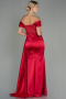 Red Long Satin Evening Dress ABU2374