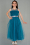 Long Oil Green Girl Dress ABU3032