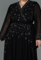 Long Black Chiffon Plus Size Evening Dress ABU3075