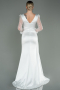 Long White Satin Evening Dress ABU3080