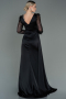 Long Black Satin Evening Dress ABU3080