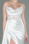 White Long Satin Evening Dress ABU6141