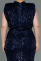 Long Navy Blue Scaly Plus Size Evening Dress ABU3115