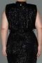 Long Black Scaly Plus Size Evening Dress ABU3115