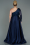 Navy Blue Long Plus Size Evening Dress ABU2165