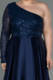 Navy Blue Long Plus Size Evening Dress ABU2165