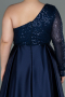 Navy Blue Long Plus Size Evening Dress ABU2165