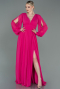 Fuchsia Long Chiffon Evening Dress ABU1702