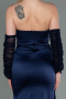 Long Navy Blue Satin Evening Dress ABU3175