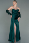 Long Emerald Green Satin Evening Dress ABU3175