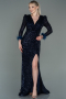 Long Navy Blue Scaly Mermaid Prom Dress ABU3177
