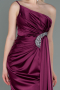 Cherry Colored Long Satin Engagement Dress ABU3088