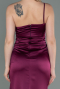Cherry Colored Long Satin Engagement Dress ABU3088