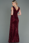 Long Burgundy Scaly Evening Dress ABU3201