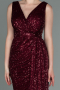 Long Burgundy Scaly Evening Dress ABU3201