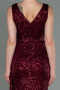 Long Burgundy Scaly Evening Dress ABU3201