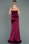 Long Plum Satin Prom Gown ABU3198