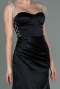 Long Black Satin Prom Gown ABU3198